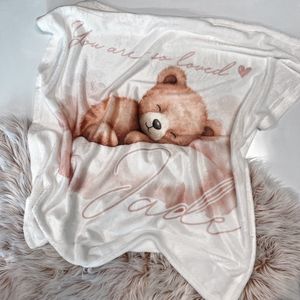Babydeken you are so loved - Gepersonaliseerd - Met Beertje en Naam - 100% Polyester