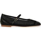 Alpe - 542013 - Ballerina's - Zwart - Leer - Plat - Gesp - Casual