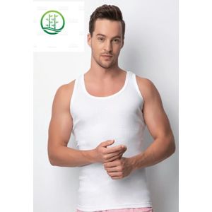 DONEX-2 pack-bamboe heren onderhemd-singlet-cadeau voor heren-wit-maat L
