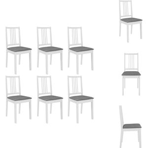 vidaXL Eetstoelen set Klassiek - 6-delig - Massief Hout - 40x49x88.5cm - Wit en Grijs - Eetkamerstoel