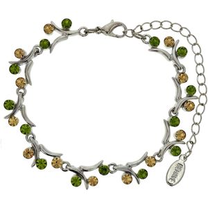 Behave Zilver-kleurige takjes armband met bruine stenen