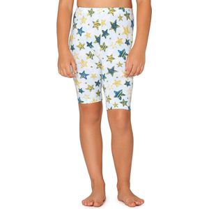 Merry Style Meisjes Leggings - Sport - Vrijetijdsbroek - Korte - Katoen - Wit / blauw gouden sterren - 134 - MS-MS10-406-LE
