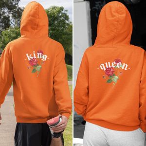 Oranje Koningsdag Hoodie King Rose Dagger Back - Maat XS - Uniseks Pasvorm - Oranje Feestkleding