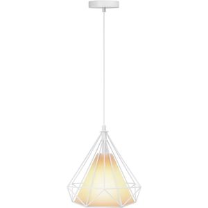 LED Hanglamp - Hangverlichting - Igia Elsa - E27 Fitting - 1-lichts - Retro - Klassiek - Mat Wit - Aluminium