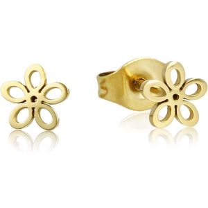 *My Bendel gouden open bloemen oortstekers - Gouden oorstekers van open bloemen - Met luxe cadeauverpakking