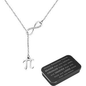 Pi Symbool Ketting - Wiskunde Sieraden & Leraar Gift - Moedig, Sterk en Slim