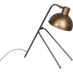 PTMD Nyma zwarte metalen bureaulamp goud - 57x25x61 - Zwart en Goud