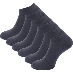 6 paar Badstof sneakersokken - SQOTTON® - Antraciet - Maat 35-38