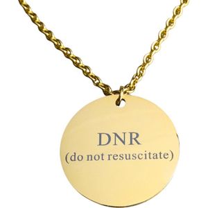 2 Love it DNR | do not resuscitate (niet reanimeren) - Ketting - RVS/Stainless steel - 70 cm + 5 cm verlenging - Goudkleurig