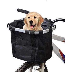 Fietsmand Hond Afneembaar voor Volwassenen - Zwarte Hondenmand Fiets Voorop - Mand Accessoires & Reflectiestrip - Hoge Kwaliteit
