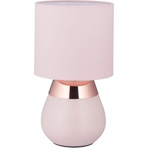 Relaxdays nachtkastlamp touch - tafellamp E14 - schemerlamp roze - vensterbank - rond