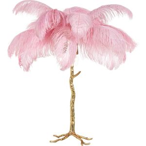 Luxe LED Tafellamp van 80cm met exclusieve palmboom en roze veren voor een prachtig tropisch accent in jouw interieur! Exclusief design voor een unieke en elegante uitstraling.