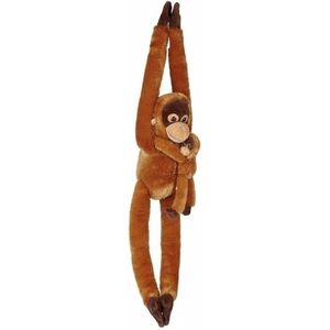 Pluche hangende Orang Oetan met baby knuffel 84 cm