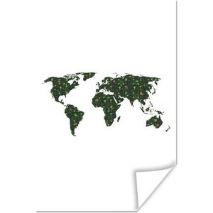 Poster Wereldkaart - Planten - Tropisch - 60x90 cm