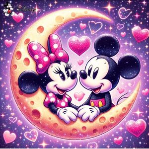 Diamond painting Mickey en Minnie 50x50 ronde steentjes