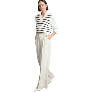 Trendyol Ecru Geplooide Wijde Pijpen/Geweven Wijde Pijpen Broek Twoaw25Pl00109 Palazzo