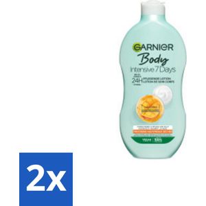 2 x Garnier - Body - Bodylotion - Intensive 7 Days - Verzorgend - Mango-extract & Probiotica - 400 ml - Bodylotion - Intensieve Hydratatie - Droge Huid - Mango Extract - Probiotica