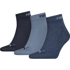 Puma unisex quartersocks-sneakers in retro-design enkelhoog voor dames en heren, set van 3