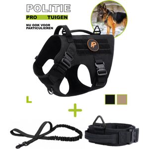 Always Prepared © Pro Hondentuigje - Halsband - Riem – Middel en Grote Hond – Zwart - L