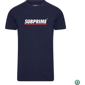 Subprime - Heren Tee SS Shirt Stripe Navy - Blauw - Maat XXL