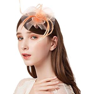 Fascinator haarband voor dames met bloemen en veren - Elegante haarsieraden voor bruiloften