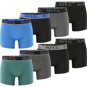 Phil & Co Boxershorts Heren Multipack 8-Pack Groen Blauw Zwart Antraciet - Maat 3XL | Onderbroek