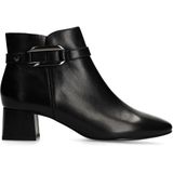 Manfield - Zwarte Leren Enkellaarsjes - Met Hak - Dames