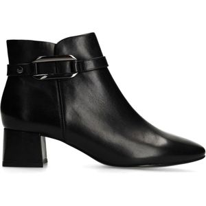 Manfield - Zwarte Leren Enkellaarsjes - Met Hak - Dames