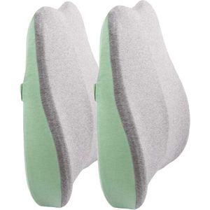Rugkussens lendenkussen traagschuim - set van 2 - wasbare overtrekken - therapie houding - zitkussen - groen
