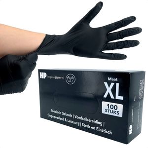 Bové 100st. Soft Nitril Handschoenen - Maat XL - Latexvrij & Ongepoederd - Geschikt voor Medisch Gebruik en Voedselbereiding - Slijtvast & Elastisch - Zwart