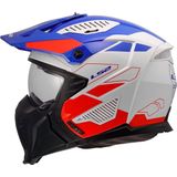 LS2 - OF606 Drifter - Helm - Wit Blauw Rood - Inclusief Helder en Smoke Zonnevizier