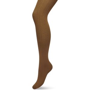 Bonnie Doon Dames Herringbone Panty 100 Denier Bruin/Oranje maat S/M - Chique Panty - Streepjes Dessin - Brede Boord - Comfort - Herringbone Print - Gestreept - Little Herringbone Tights - Feestelijk - Sudan Brown - BP211908.367