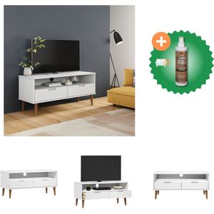 vidaXL Tv-meubel MOLDE 106x40x49 cm massief grenenhout wit - Kast - Inclusief Houtreiniger en verfrisser