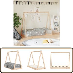 vidaXL Kinderbedframe - Grenenhout - 70x140 cm Kinderbed - Tipitent Bed - Houten Bed - Kids Bed - Baby Bed