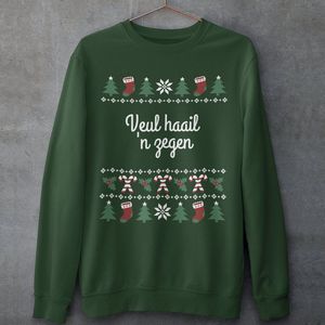 Groningen Kersttrui Groen Veul Haail 'N Zegen Candy Cane - Maat XS - Uniseks Fit - Kerstkleding Voor Dames & Heren