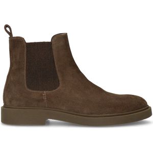 Manfield - Heren - Donkerbruine suède chelsea boots - Maat 43