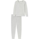 Schiesser Damespyjama, lang, badstof, warm, behaaglijk, feel-good-nachtkleding, Zilvergrijs-gemêleerd 181968, 36