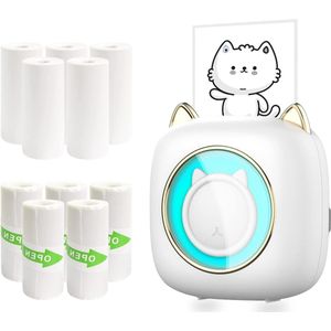 Mini Printer 10 Rolls Print Paper Portable Bluetooth Printer for iOS and Android Thermal Printer for Travel Lists Learning Notes Labels by Umelee