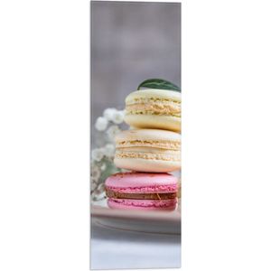Vlag - Stapel Verschillende Smaken Macaron tijdens Chique High Tea - 20x60 cm Foto op Polyester Vlag