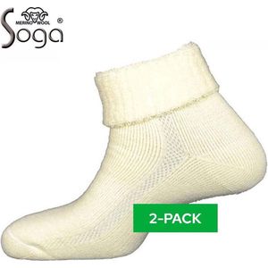2-Pack Zachte Merino Wollen Huissokken Met Badstof Voering S9 - Ecru - Maat 35-38