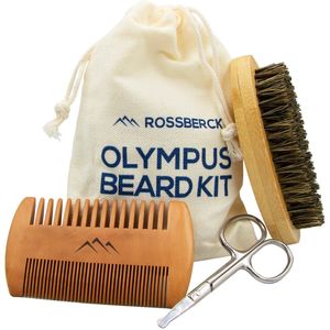 Rossberck Baardverzorging Set - Beard Kit - Baardkam - Baardborstel - Neushaarschaartje - Bamboe