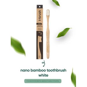t-brush | Nano Bamboe Tandenborstel – Wit - Zacht voor gevoelige tandvlees – Vegan