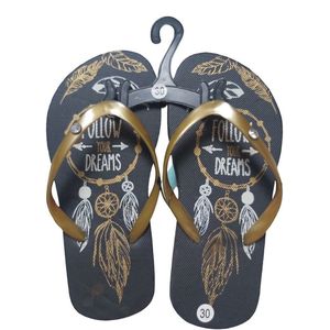 Teenslipper zwart goud met strass steentjes 30