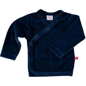 Baby trui overslag biologisch velours - donkerblauw - maat 62