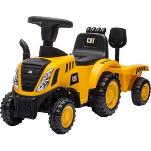 Eco Toys - CAT Tractor Loopauto - Geel/Zwart - Met Aanhanger, Schep & Hark - Claxon & Verlichting