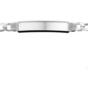 Graveerarmband Zilver Figaro Plaat 8 mm 20 cm