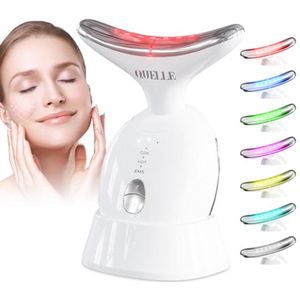 QUELLE Gezichtsmassageapparaat, anti-aging nek- en oogmassageapparaat met 7 kleuren, 3 modi, gezichtsmassageapparaat voor huidverzorging, anti-rimpel apparaat voor afslanken gezicht AM-816