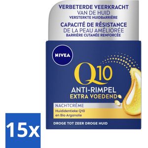 NIVEA - Nachtcrème - Q10 Extra Voedend - Voor droge huid - Anti-Rimpel - Met Creatine - 50 ml - Bulkverpakking - 15 stuks