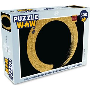 Puzzel Cirkel van gouden glitter op een zwarte achtergrond - Legpuzzel - Puzzel 500 stukjes