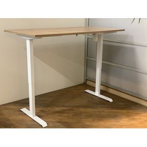 FB01 - elektrisch zit sta bureau met memory - wit onderstel - havanna blad - NU MET GRATIS USB OPLADER! - 140 x 80 - NIEUW